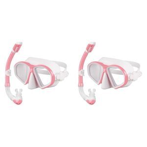 Snorkel Pink Dry Kids 2 Tempered Glass Scuba Diving Mask Toy Swim Goggle Youth O